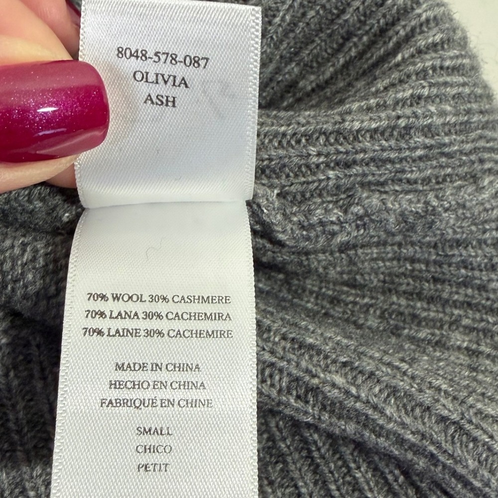 Rails Women's Olivia Ash Grey Wool Cashmere Blend Lace Up Ribbon Sweater Size S - Picture 6 of 11